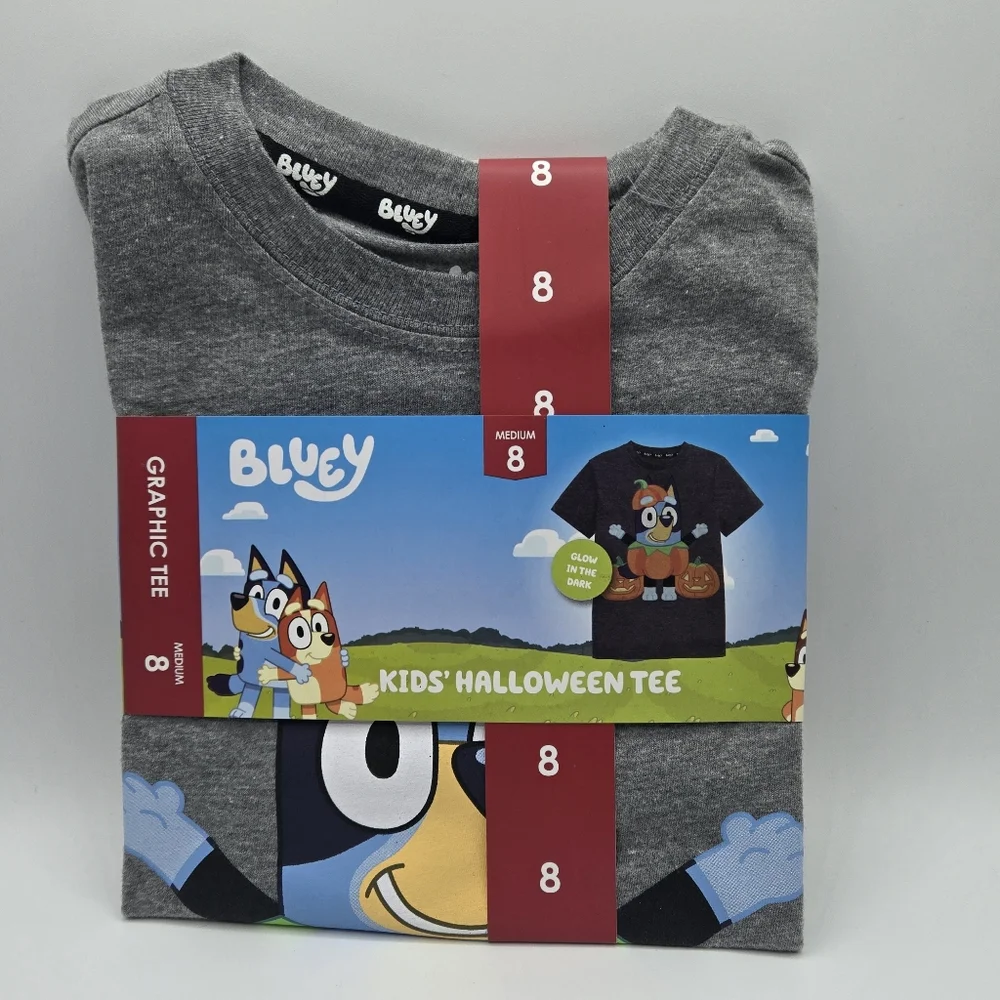 Bluey Unisex Pumpkin Halloween T-Shirt Gray 8